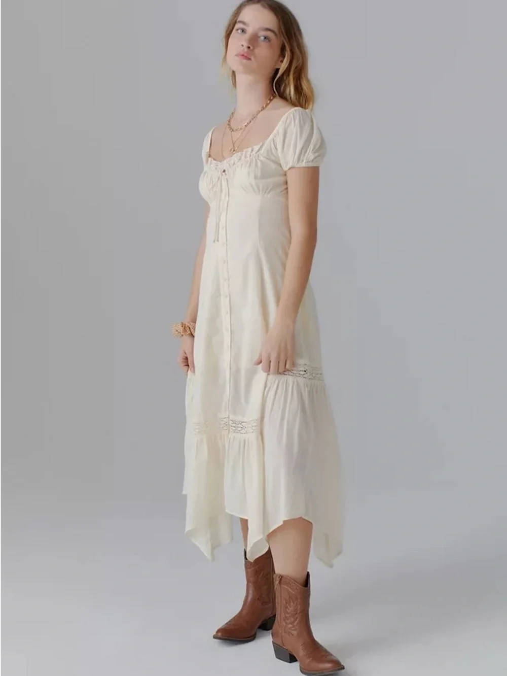 urban outfitters cotton dress Urban Outfitters Mint Green Cotton One Shoulder Cut Out Midi Dress - size  XS 0-2